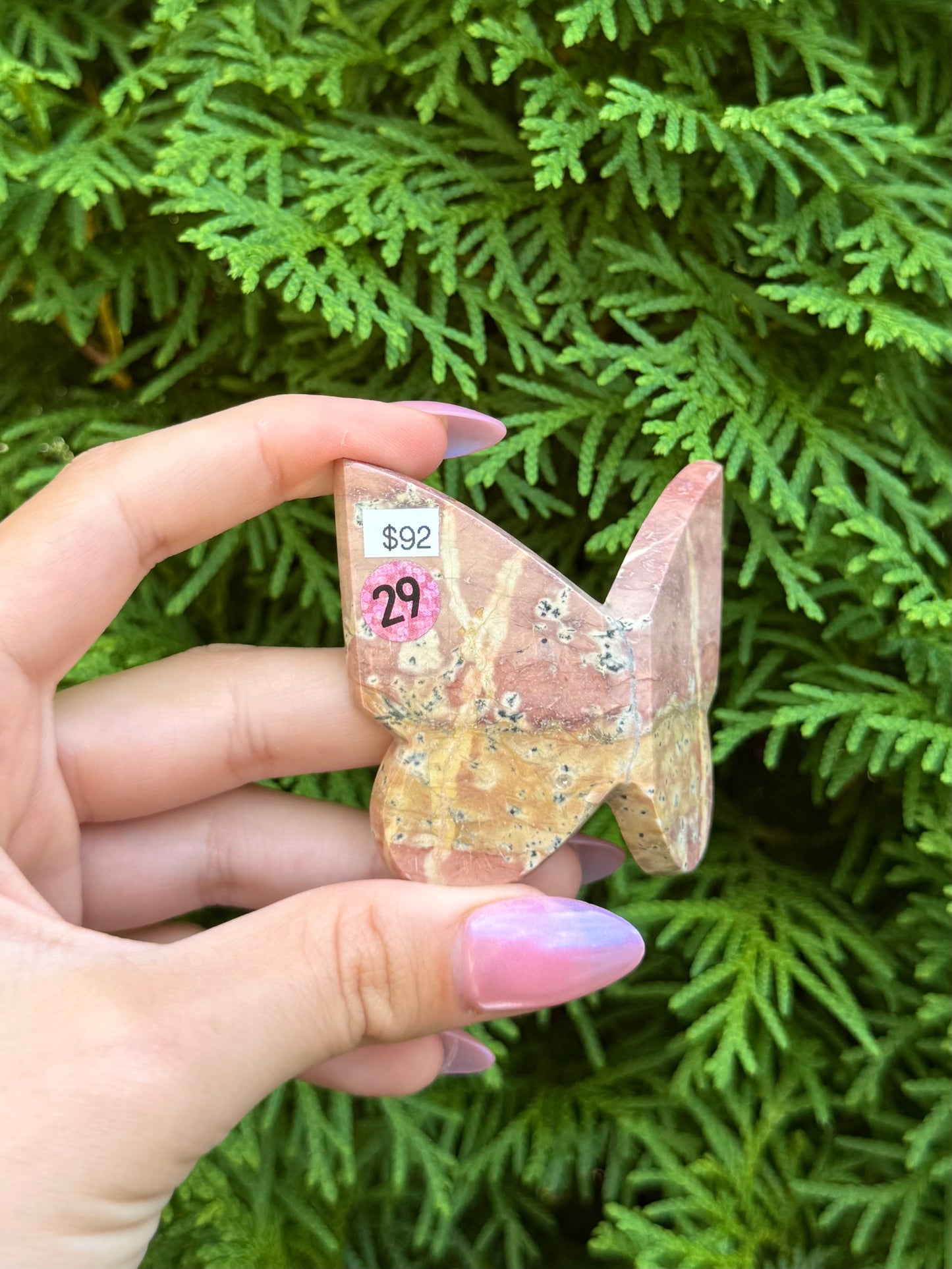 Pink Dendritic Agate Butterfly (Opt 29)