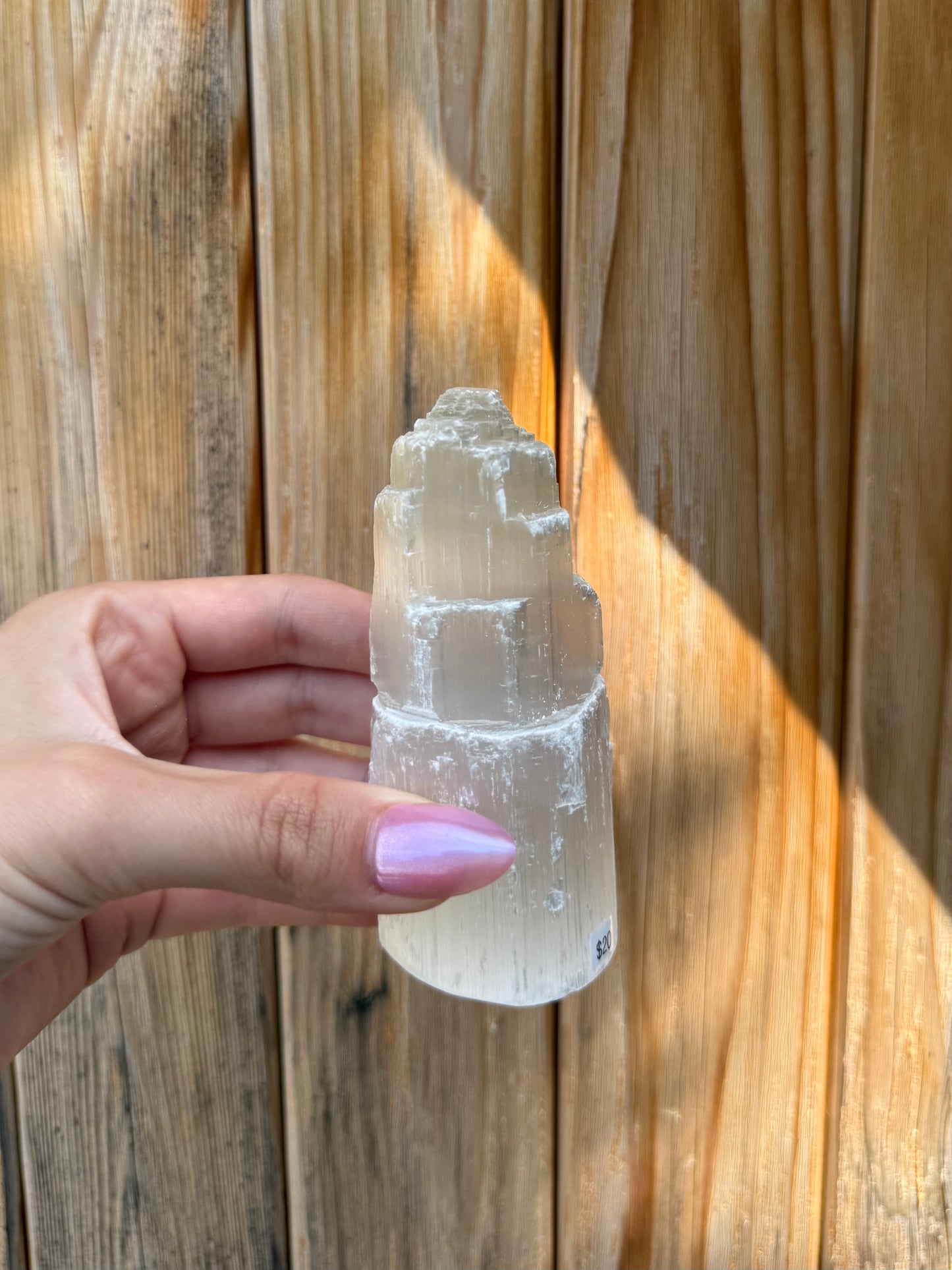 One Satin Spar Selenite Tower