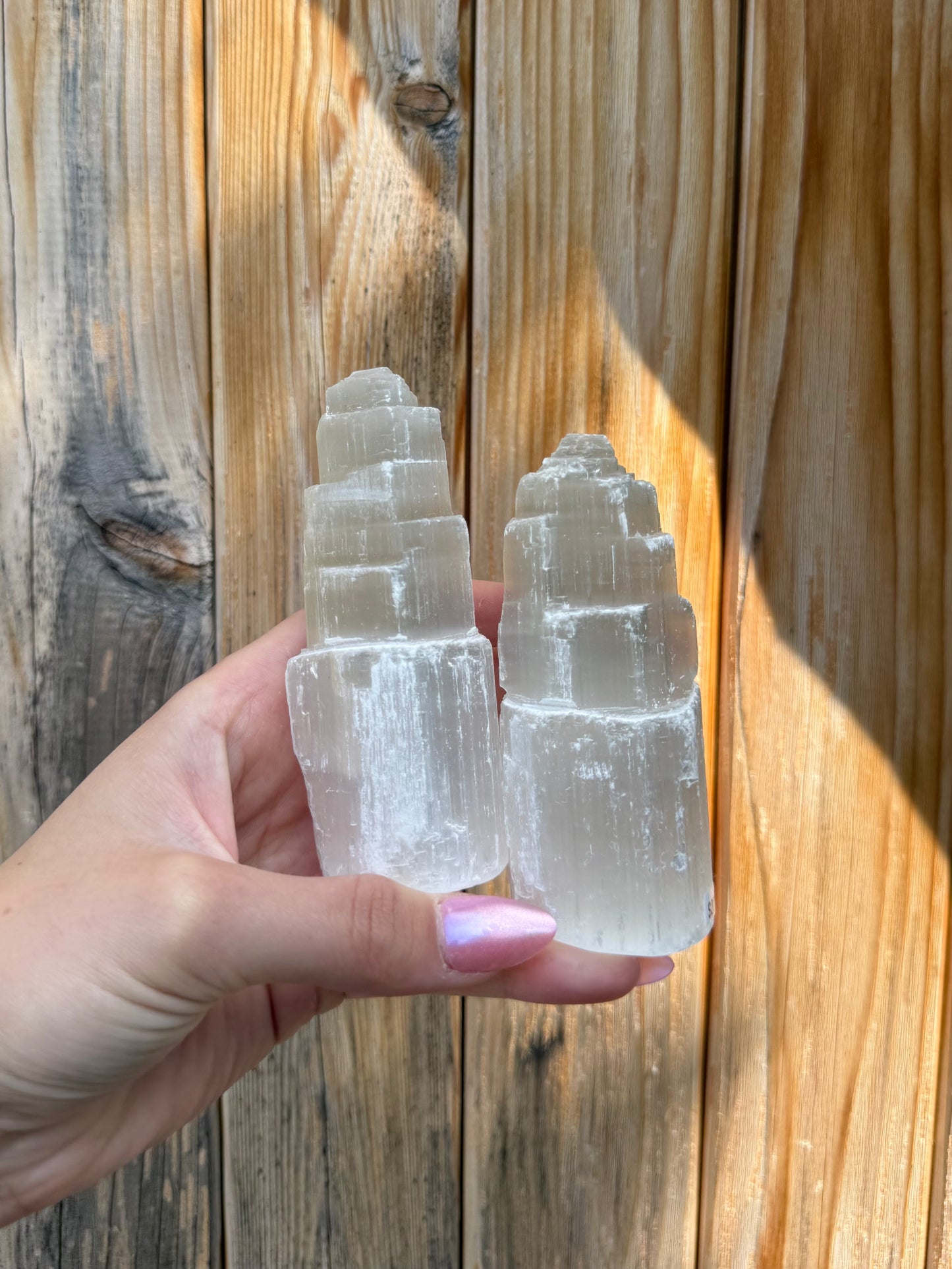 One Satin Spar Selenite Tower
