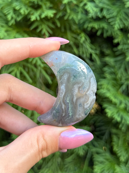 Moss Agate Mini Moon (Opt 84)