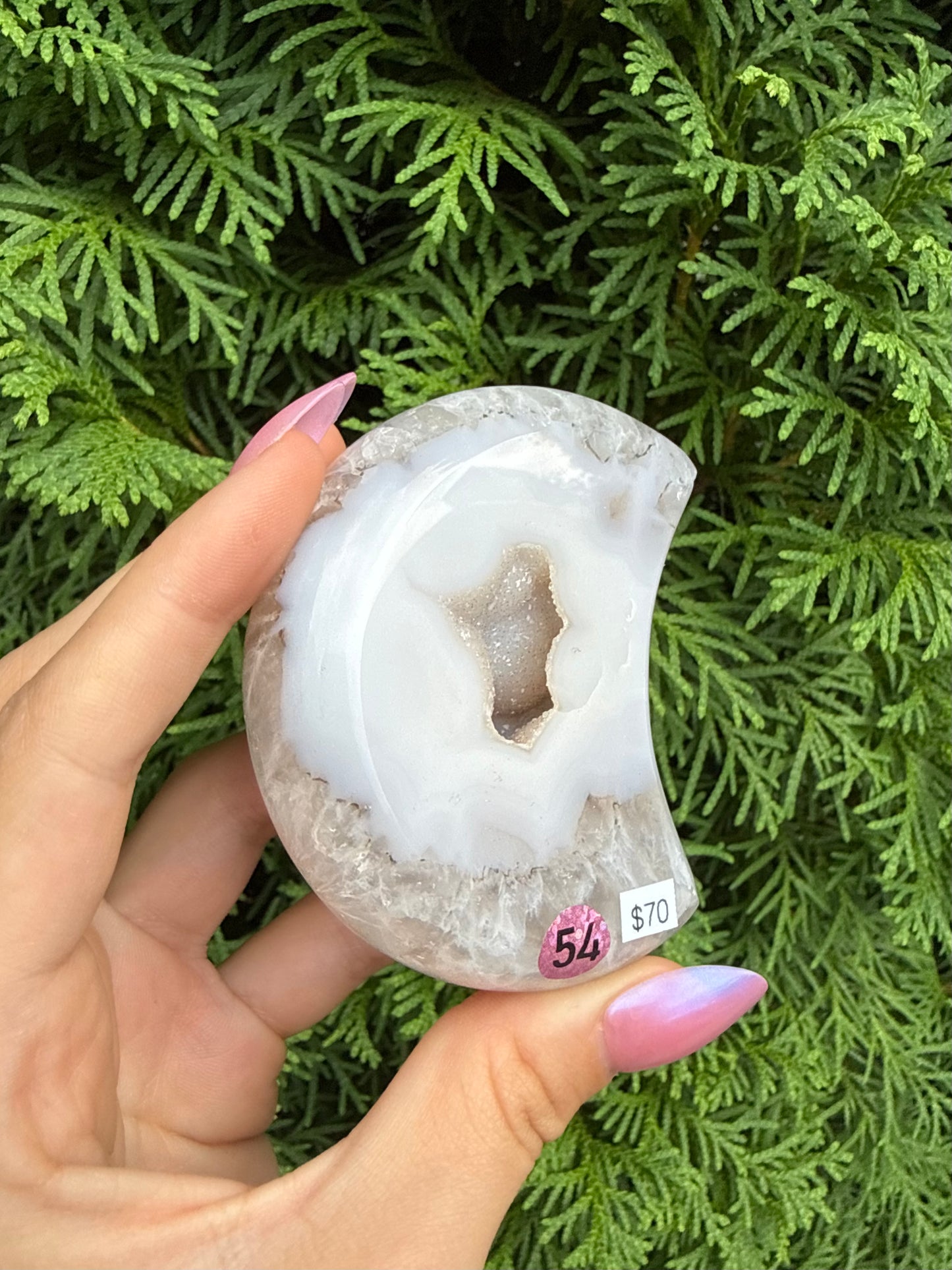 Druzy Agate Moon with Stand (Opt 54)