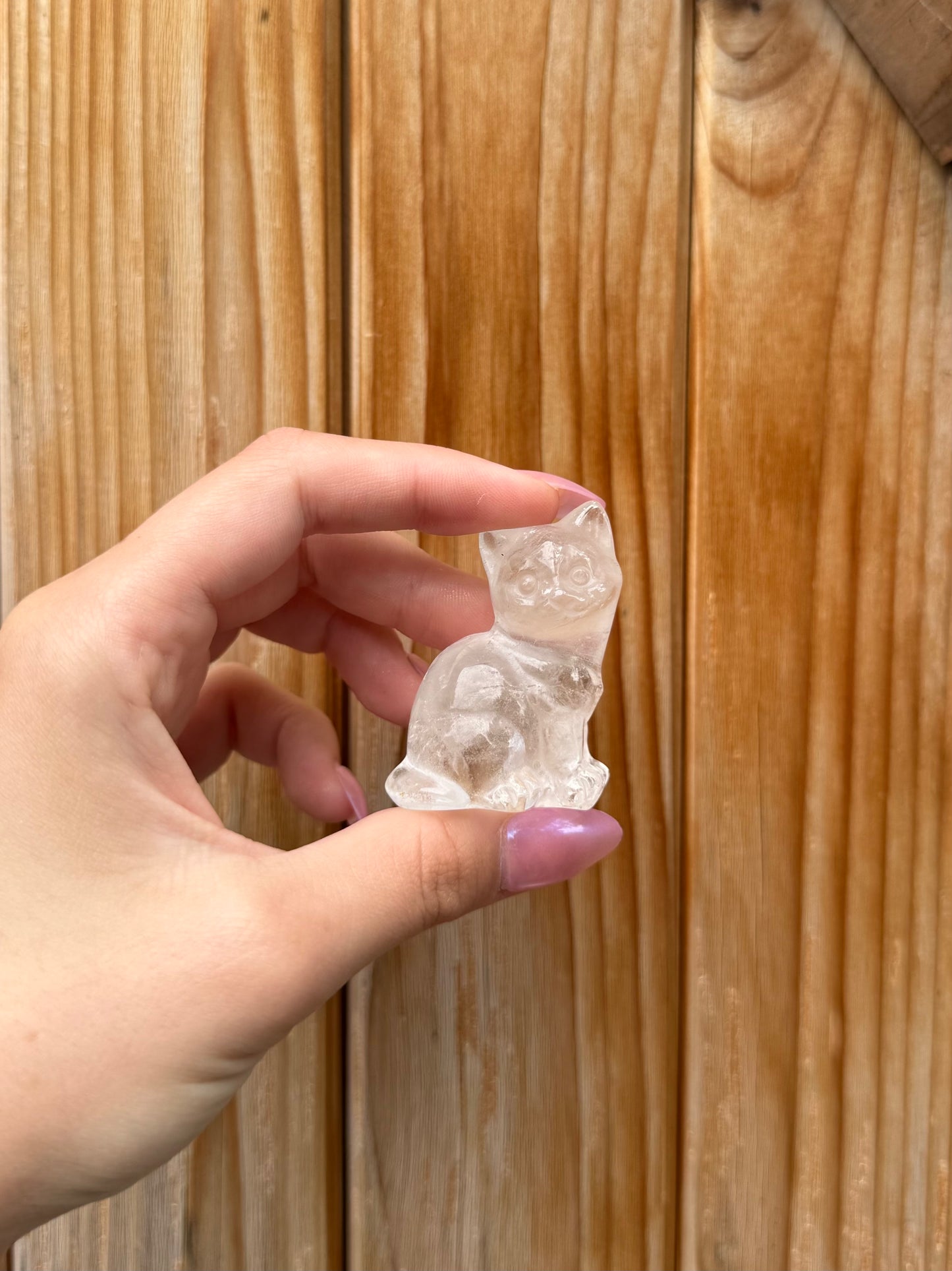 Clear Quartz Cat Carving