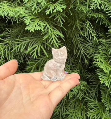Clear Quartz Cat Carving