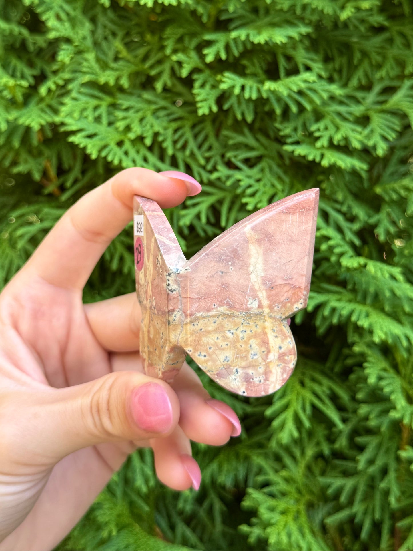 Pink Dendritic Agate Butterfly (Opt 29)