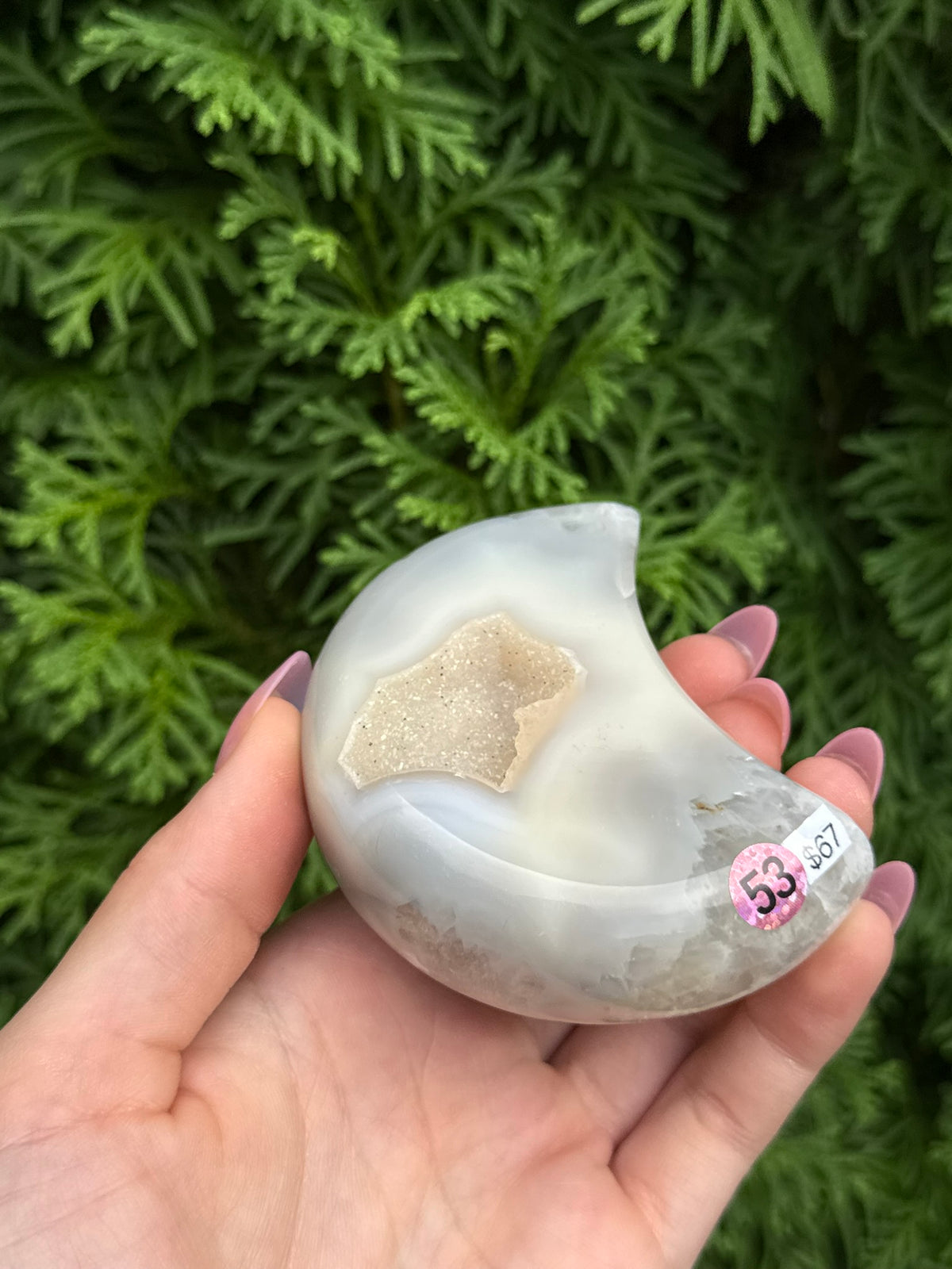 Druzy Agate Moon with Stand (Opt 53)