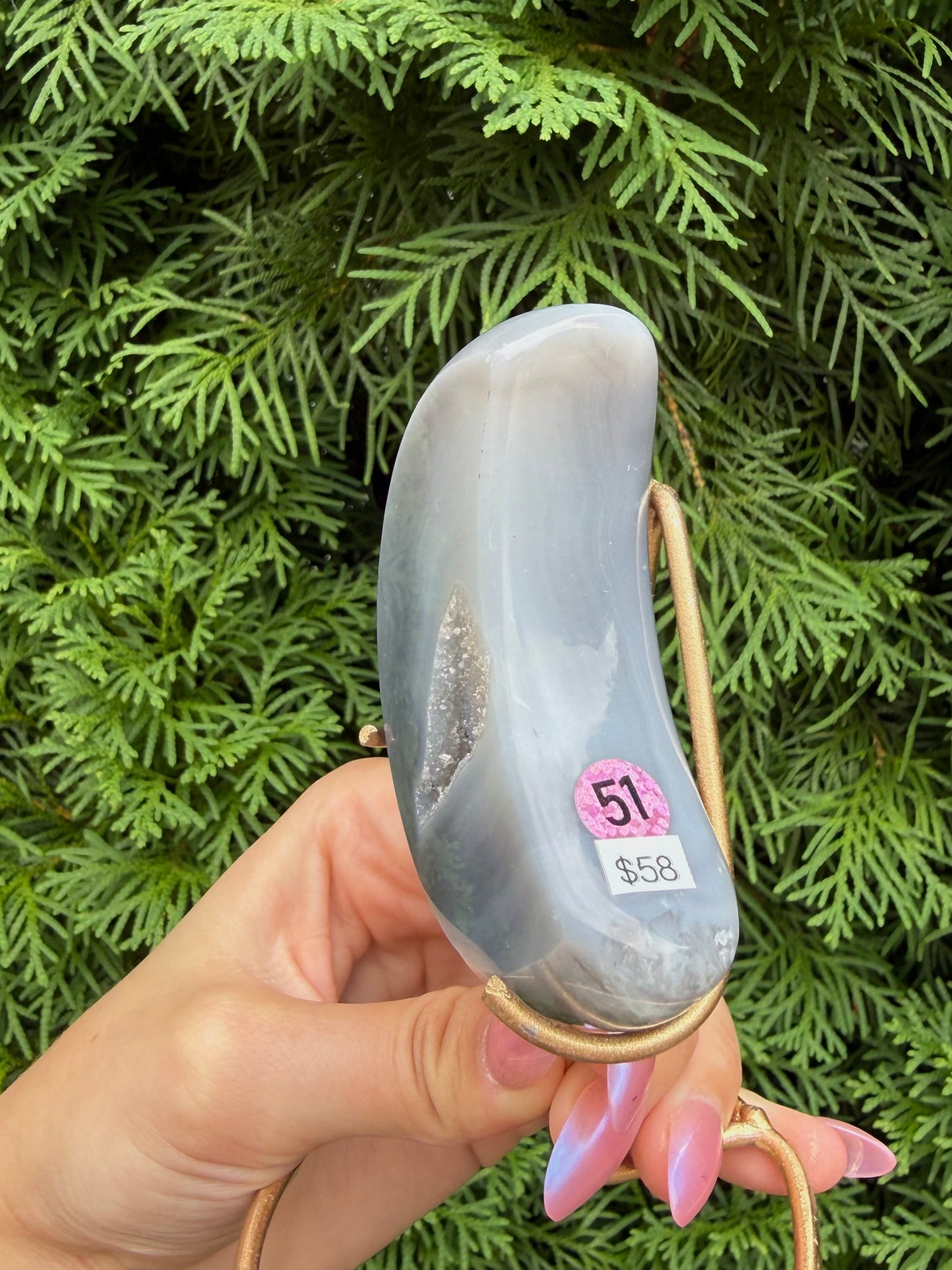 Druzy Agate Moon with Stand (Opt 51)