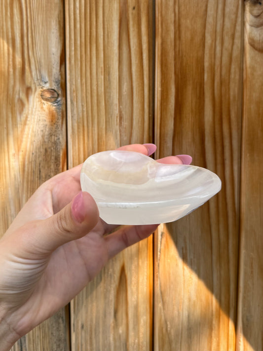 One Mexican Onyx/ White Calcite Heart Dish