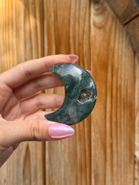 Moss Agate Mini Moon (Opt 85)