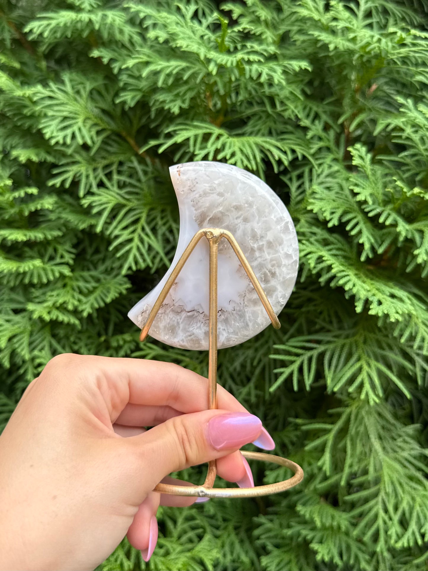 Druzy Agate Moon with Stand (Opt 54)