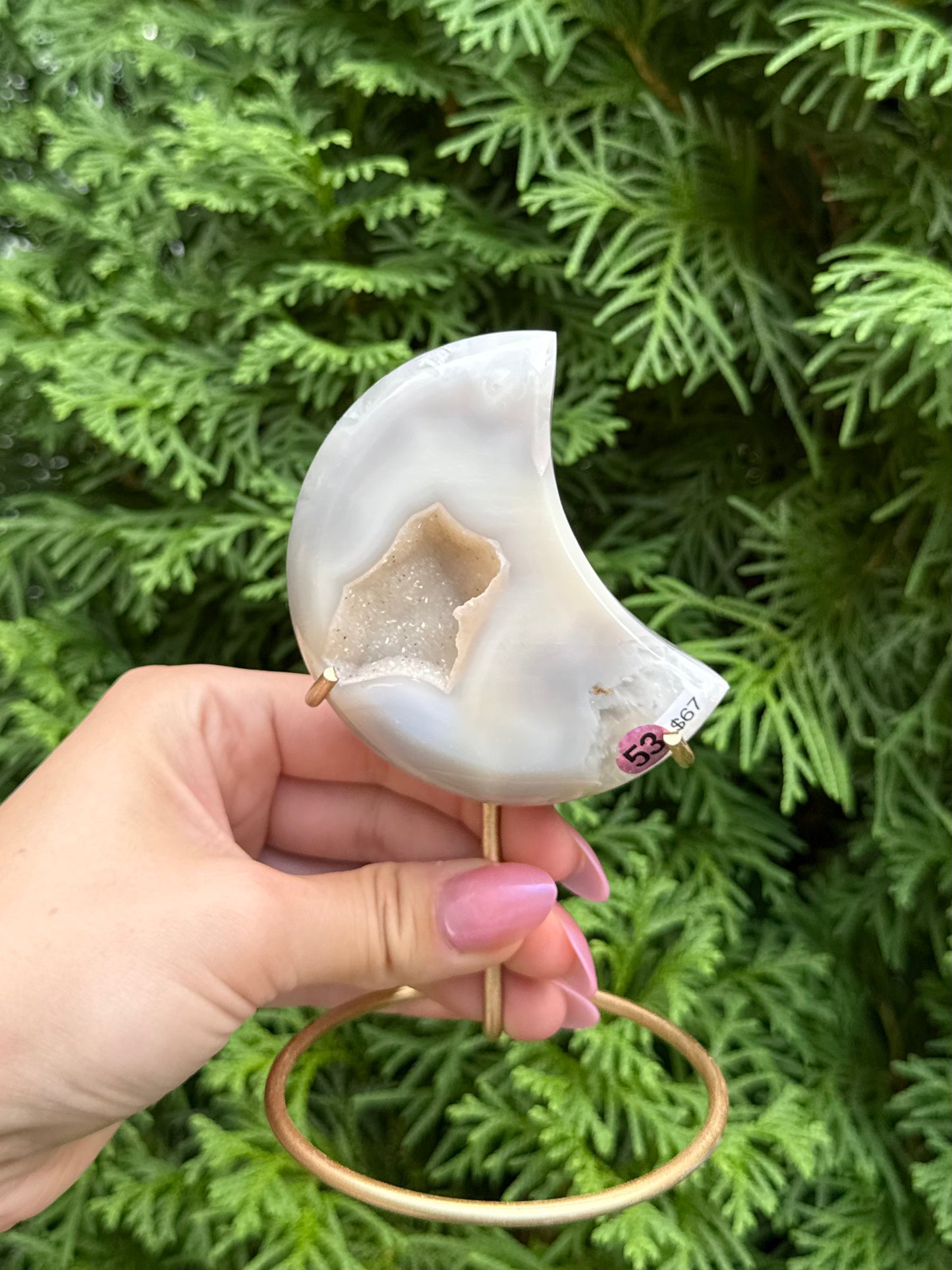 Druzy Agate Moon with Stand (Opt 53)