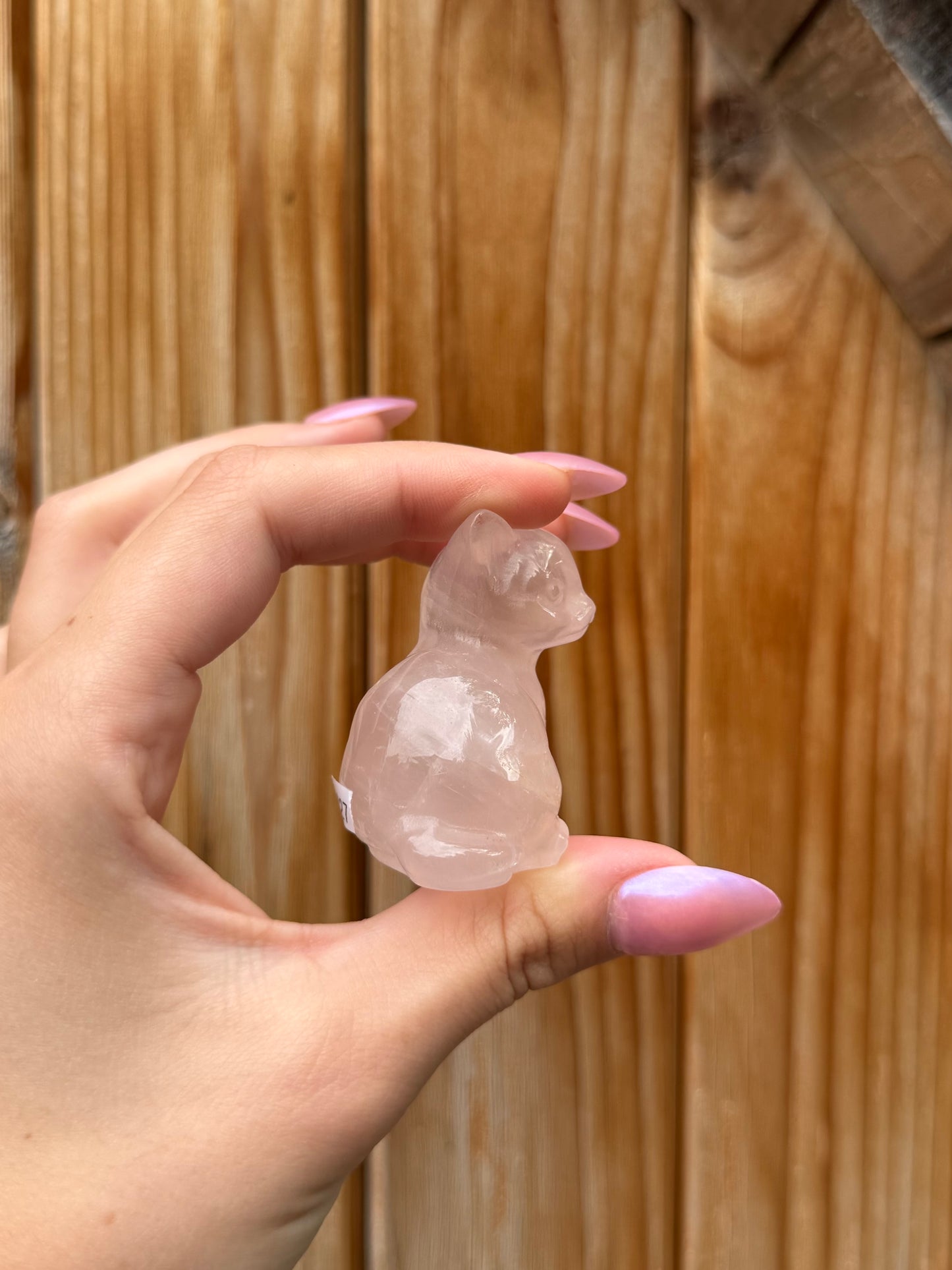 Rose Quartz Cat Carving