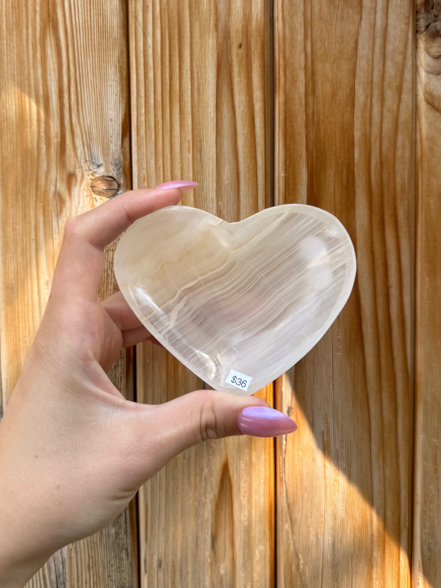 One Mexican Onyx/ White Calcite Heart Dish