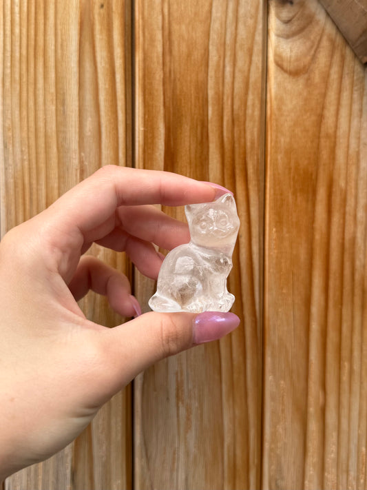 Clear Quartz Cat Carving
