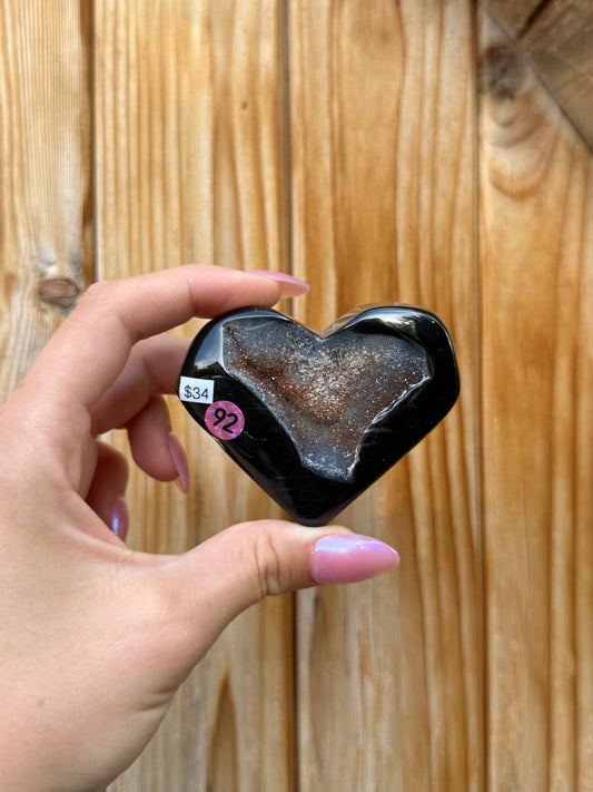 Druzy Onyx Heart (Opt 92)