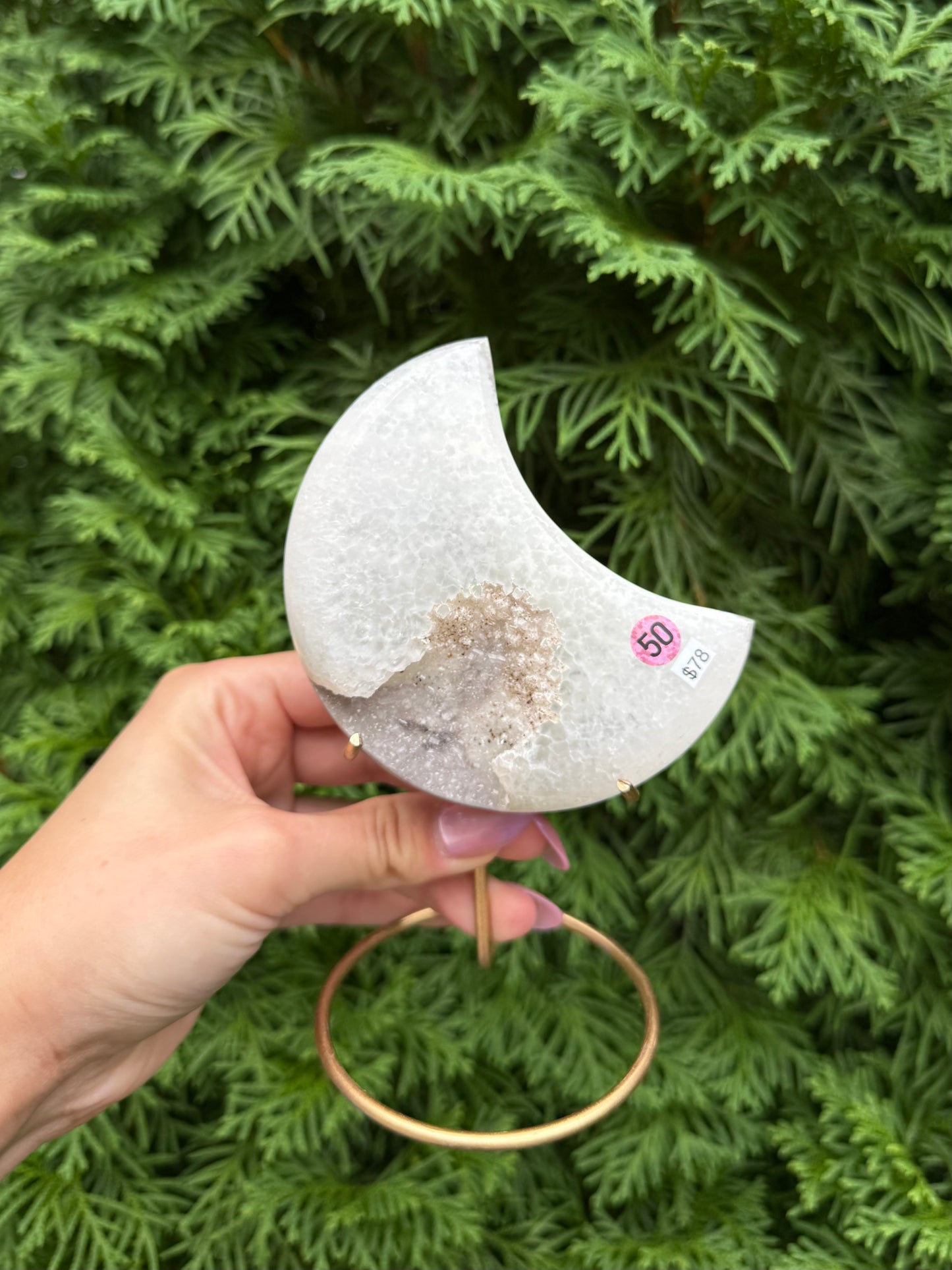 Druzy Agate Moon with Stand (Opt 50)