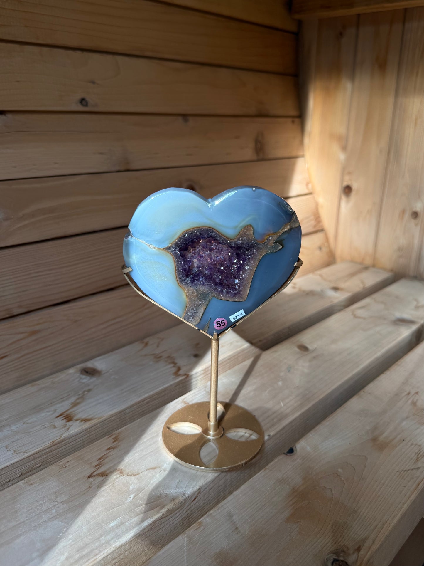 Druzy Amethyst Heart Carving with Stand (Opt 55)