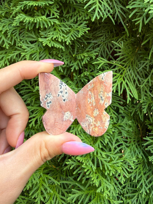 Pink Dendritic Agate Butterfly (Opt 30)