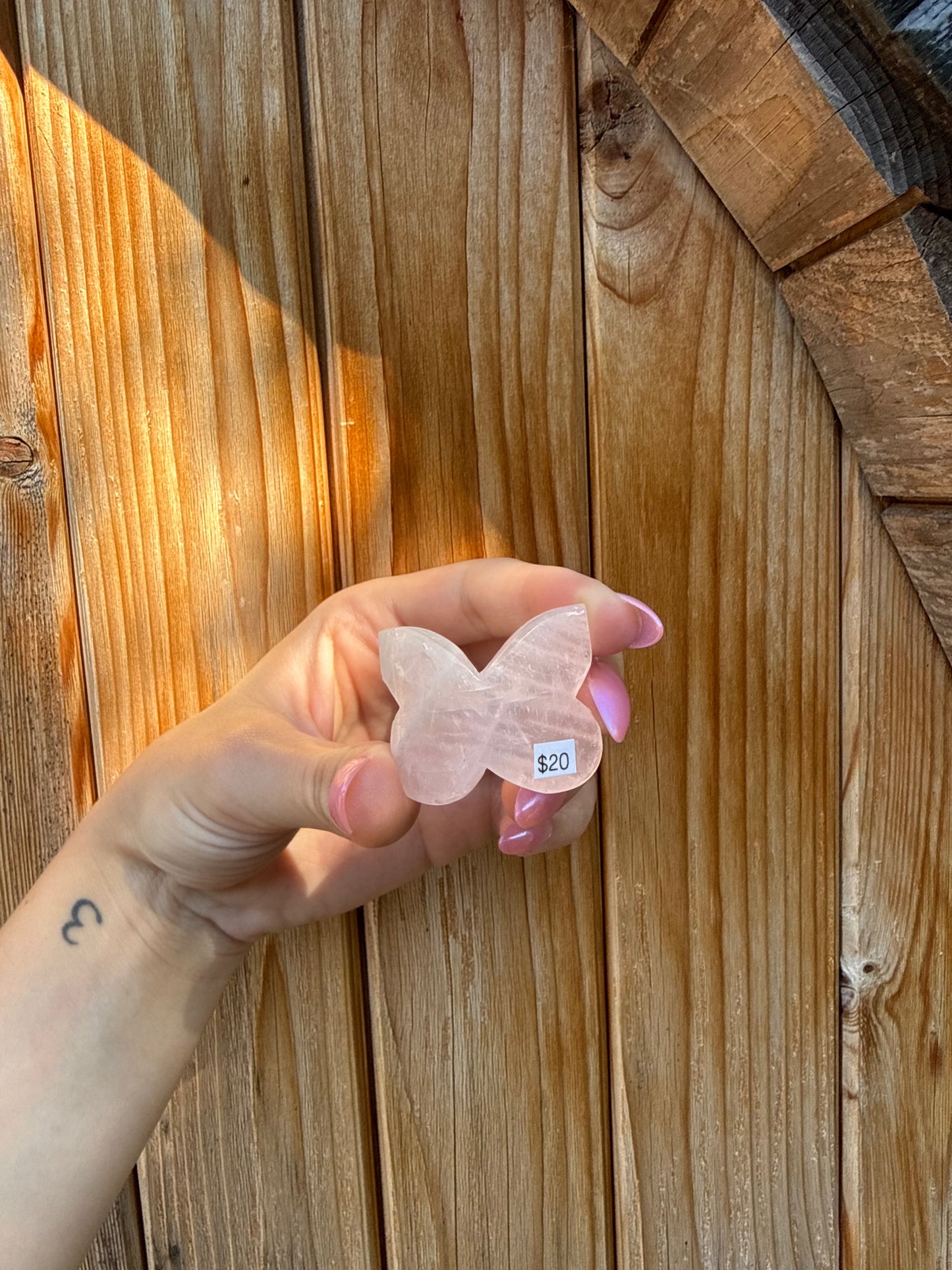 Mini Rose Quartz Butterfly
