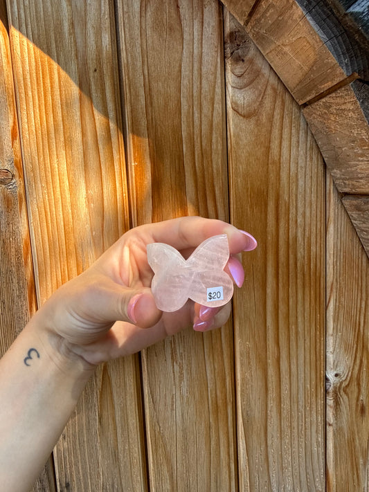 Mini Rose Quartz Butterfly