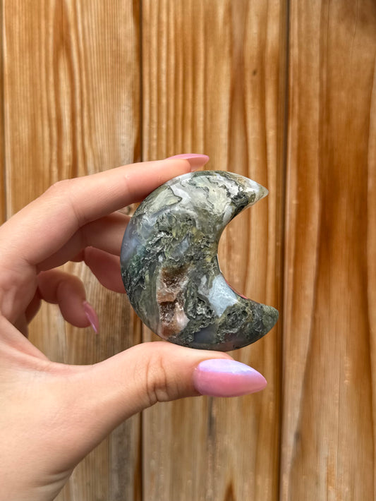 Moss Agate Mini Moon (Opt 88)