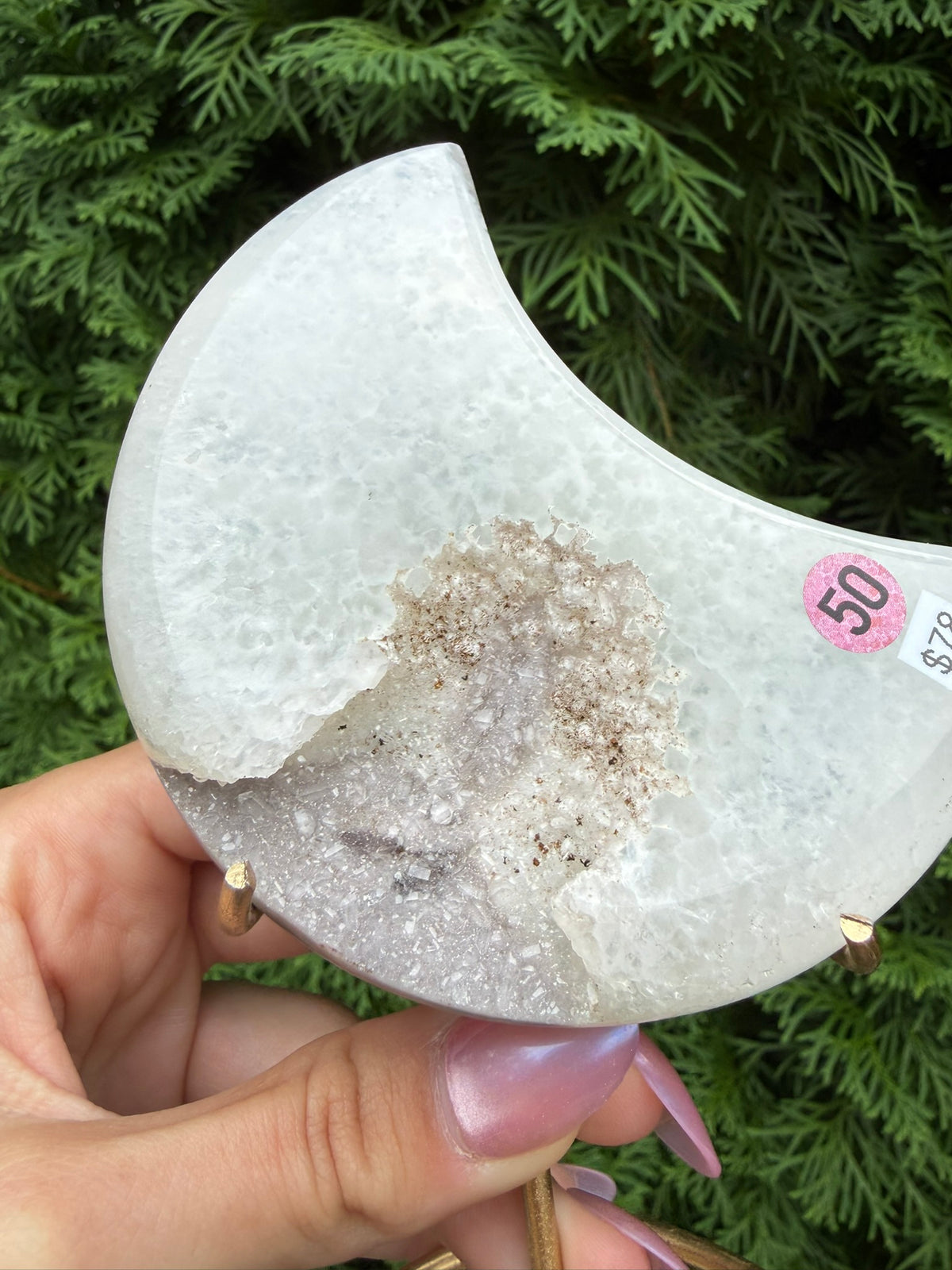 Druzy Agate Moon with Stand (Opt 50)