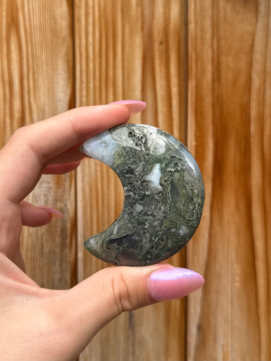 Moss Agate Mini Moon (Opt 88)