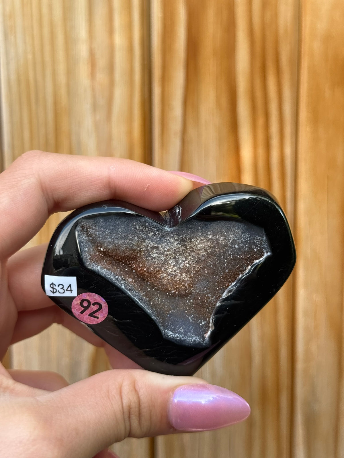 Druzy Onyx Heart (Opt 92)