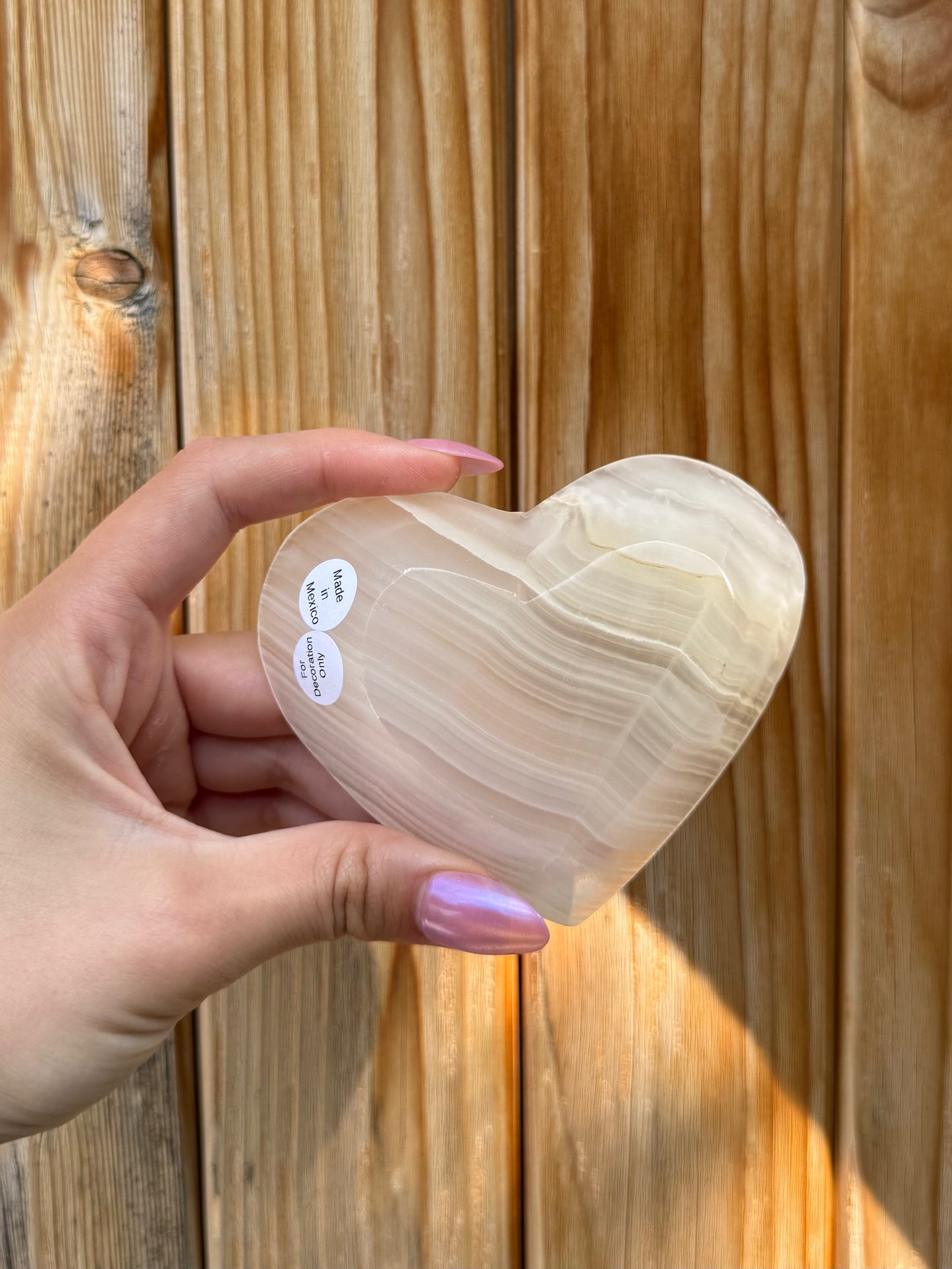 One Mexican Onyx/ White Calcite Heart Dish
