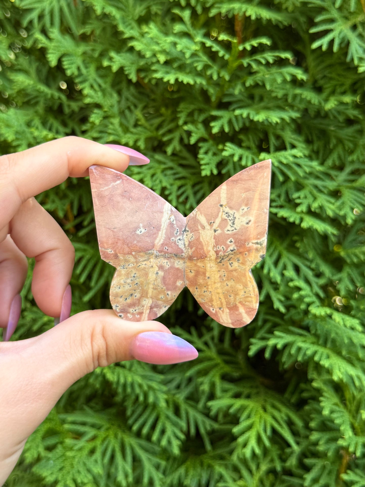 Pink Dendritic Agate Butterfly (Opt 29)