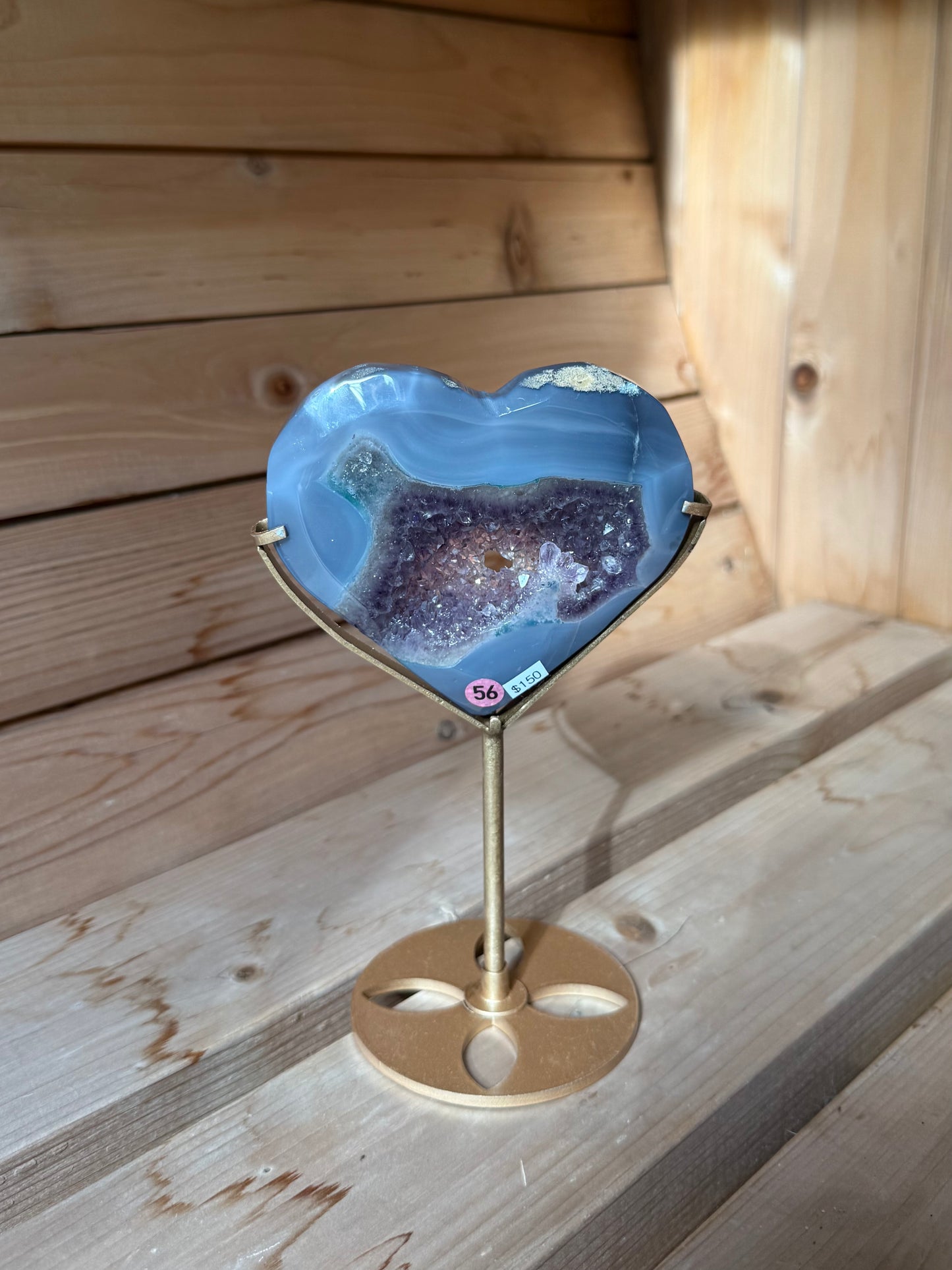 Druzy Amethyst Heart Carving with Stand (Opt 57)