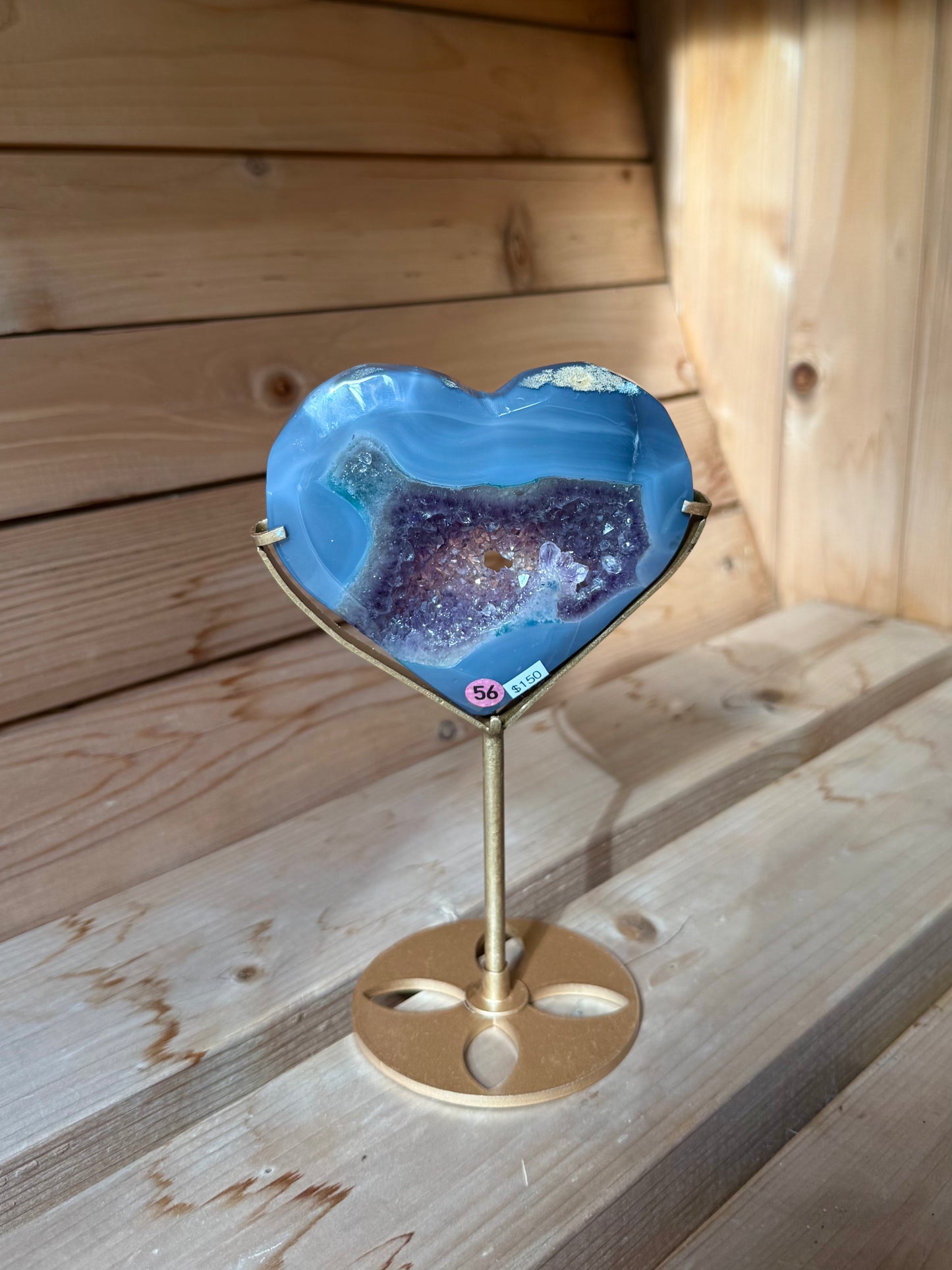 Druzy Amethyst Heart Carving with Stand (Opt 56)