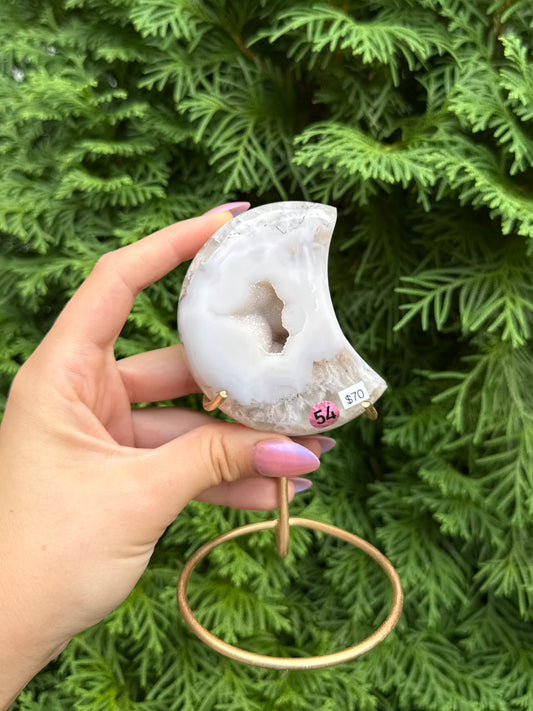Druzy Agate Moon with Stand (Opt 54)