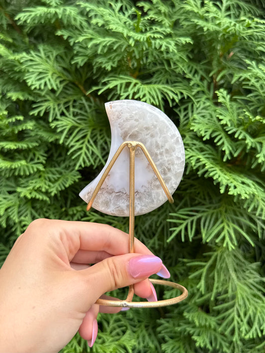 Druzy Agate Moon with Stand (Opt 54)