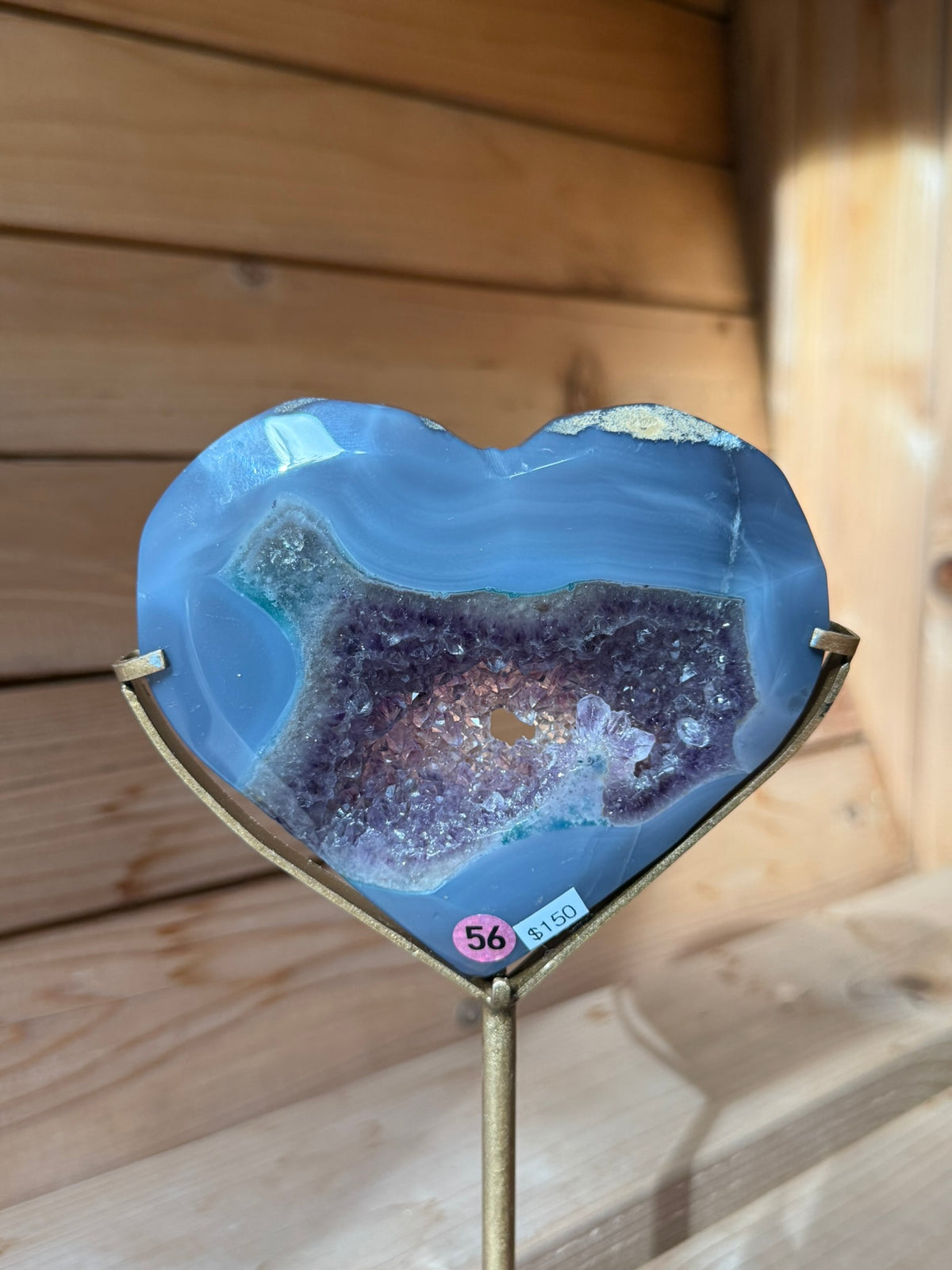 Druzy Amethyst Heart Carving with Stand (Opt 57)