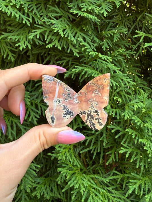Pink Dendritic Agate Butterfly (Opt 31)