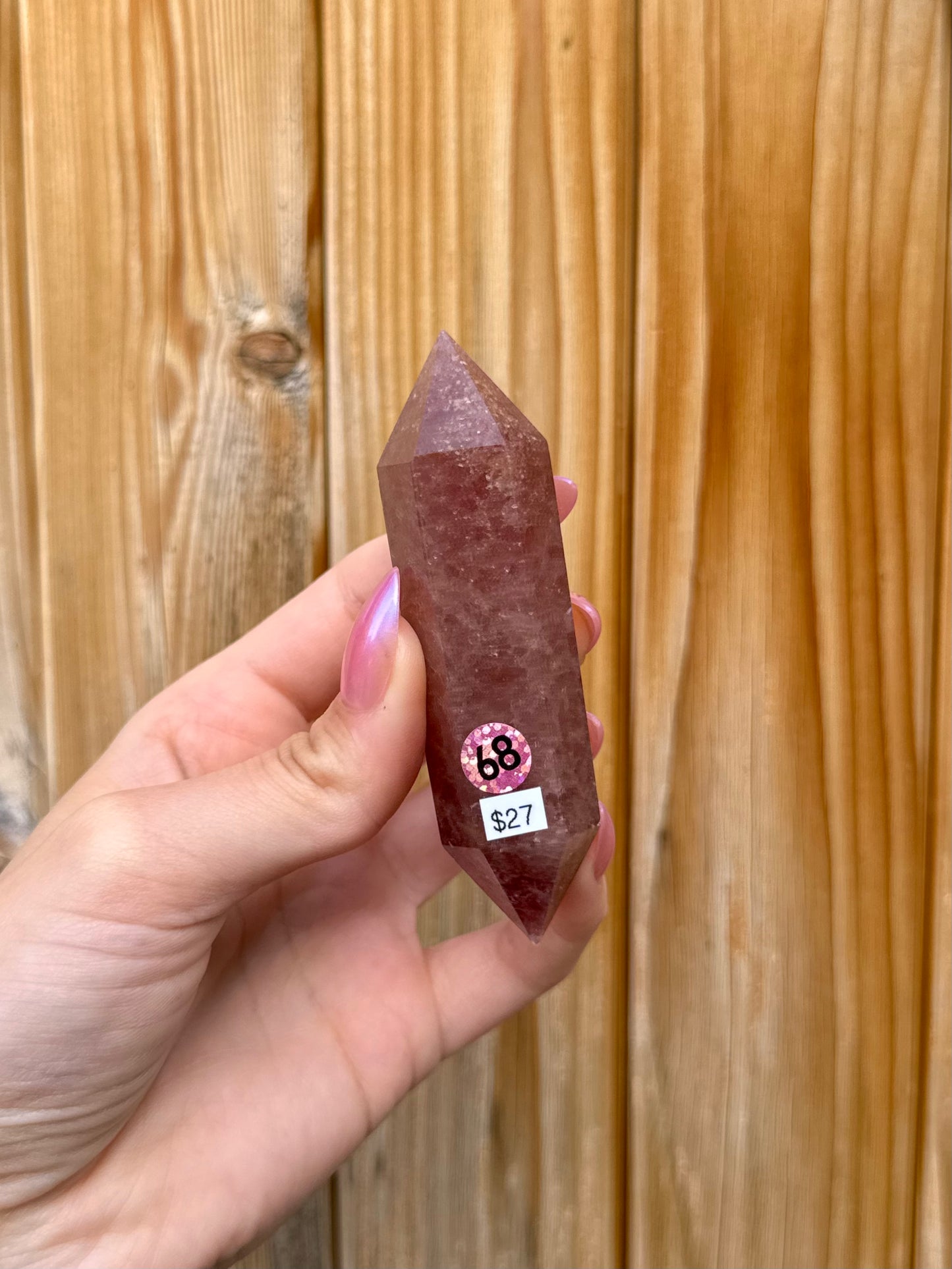 Strawberry Quartz Double-Terminated Point (Opt 68)