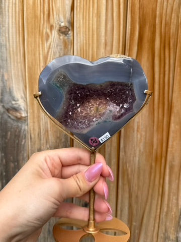 Druzy Amethyst Heart Carving with Stand (Opt 56)